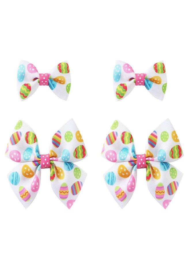 Fancheer 4Pcs Easter Egg Hair Bows Baby Toddler Girls Ribbon Alligator Clips Cute Hair Accessories - Image 1